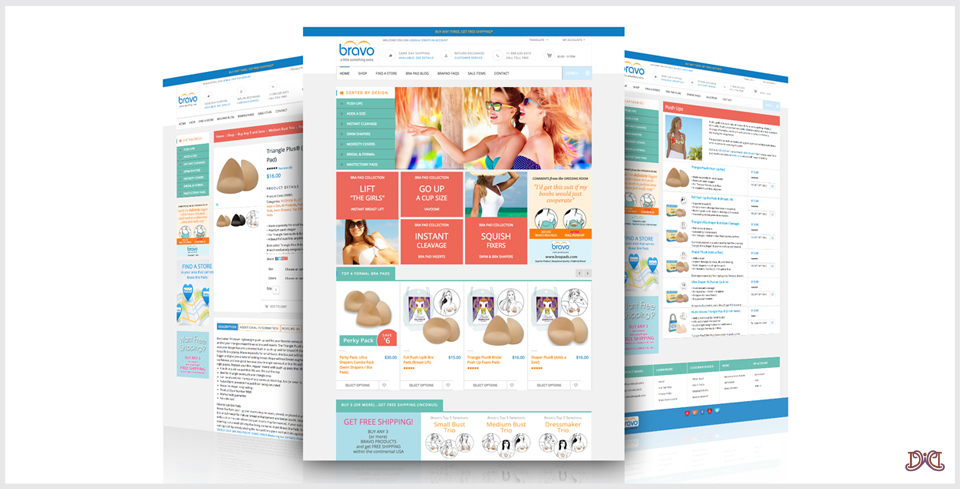 Custom website design for bravo bra pads
