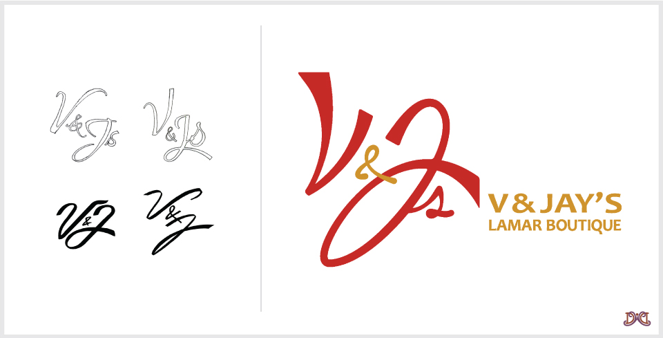 V and Js custom logo design by DesignWise Art